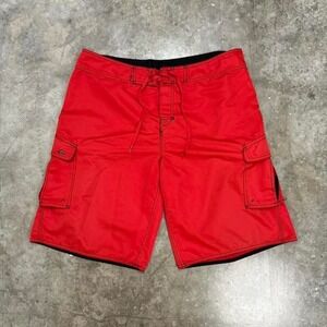 Quiksilver Red Y2K Board Shorts Size 36